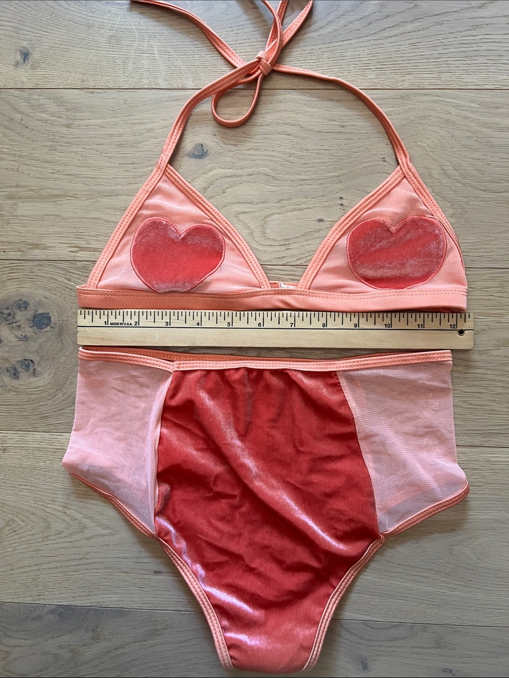 High-Waist Heart Bikini Set in Coral - Picture 4 of 4